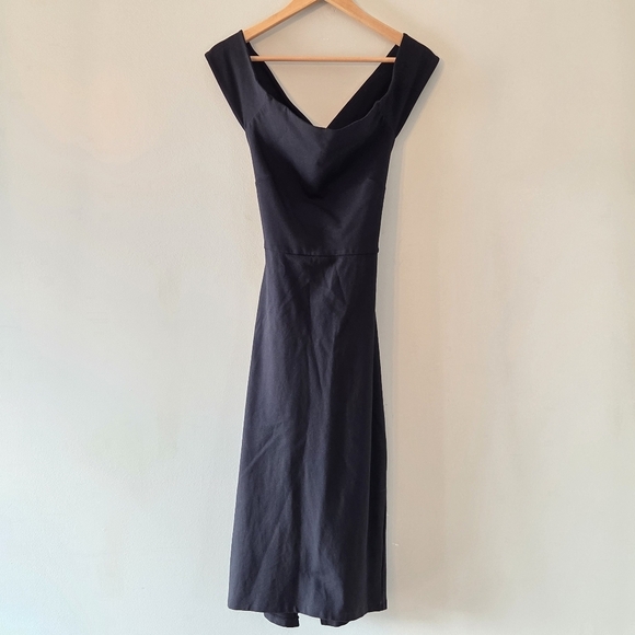 Aritzia Talula Varndell Cross Back Women's Bodycon Mini Black Dress Size Large - Picture 7 of 10